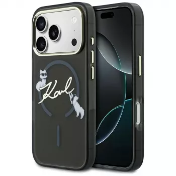 KARL LAGERFELD IML Choupettes KarlScript Logo MagSafe-hoesje voor iPhone 17 Pro Max, zwart