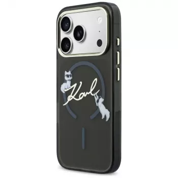 KARL LAGERFELD IML Choupettes KarlScript Logo MagSafe-hoesje voor iPhone 17 Pro Max, zwart