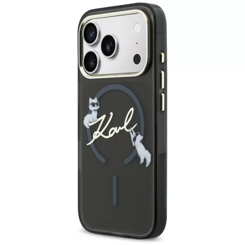 KARL LAGERFELD IML Choupettes KarlScript Logo MagSafe-hoesje voor iPhone 17 Pro Max, zwart