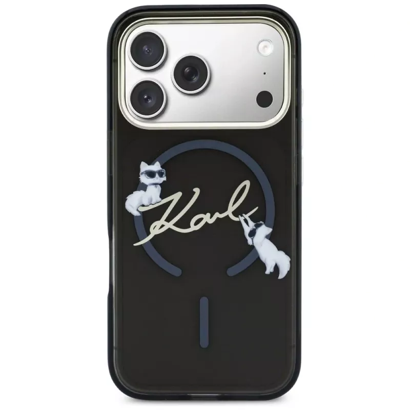 KARL LAGERFELD IML Choupettes KarlScript Logo MagSafe-hoesje voor iPhone 17 Pro Max, zwart