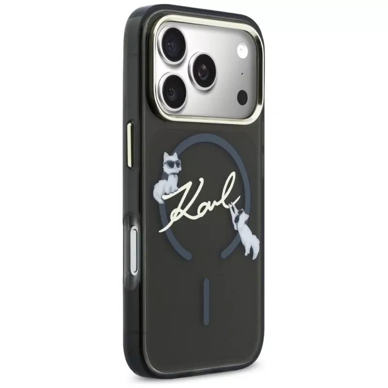 KARL LAGERFELD IML Choupettes KarlScript Logo MagSafe-hoesje voor iPhone 17 Pro Max, zwart