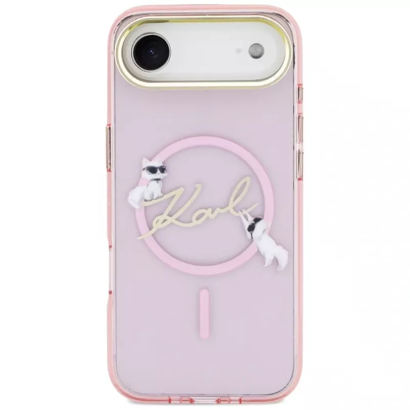 KARL LAGERFELD IML Choupettes KarlScript Logo MagSafe-hoesje voor iPhone Air, roze