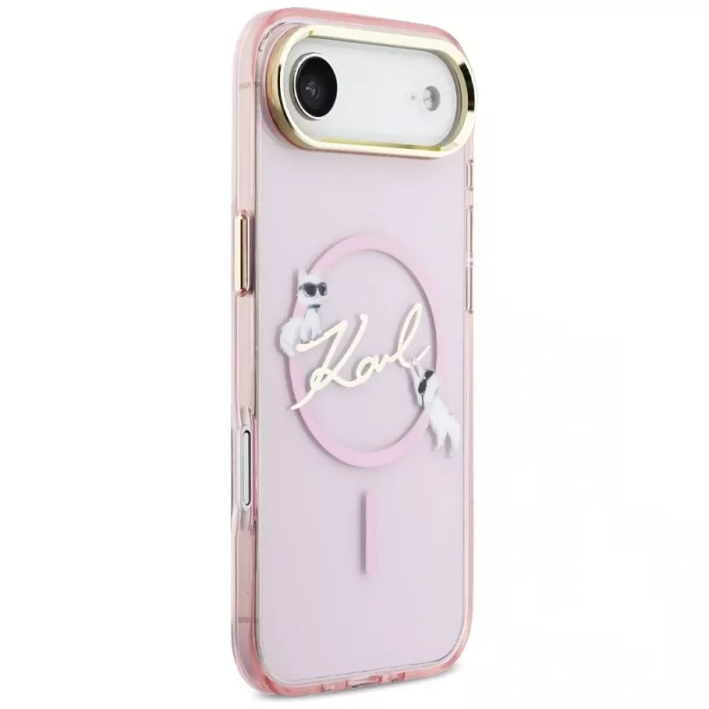 KARL LAGERFELD IML Choupettes KarlScript Logo MagSafe-hoesje voor iPhone Air, roze