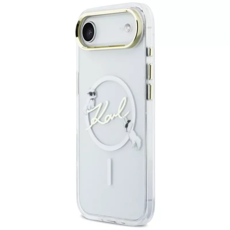 Karl Lagerfeld IML Choupettes KarlScript Logo MagSafe-hoesje voor iPhone Air, transparant