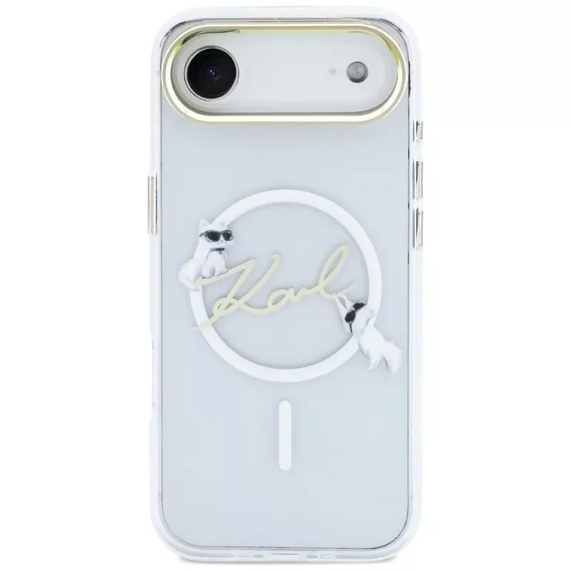 Karl Lagerfeld IML Choupettes KarlScript Logo MagSafe-hoesje voor iPhone Air, transparant