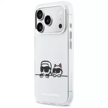 KARL LAGERFELD IML Karl & Choupette Peekaboo Logo MagSafe-hoesje voor Apple iPhone 17 Pro, wit
