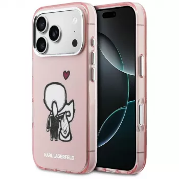 KARL LAGERFELD Karl & Choupette Back MagSafe-hoesje voor iPhone 17 Pro, roze