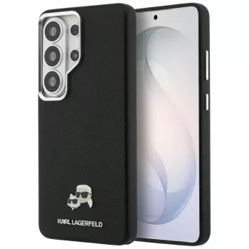 Karl Lagerfeld Saffiano KC Metal Logo MagSafe-hoesje voor Samsung Galaxy S26 Ultra, zwart
