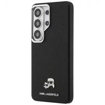Karl Lagerfeld Saffiano KC Metal Logo MagSafe-hoesje voor Samsung Galaxy S26 Ultra, zwart
