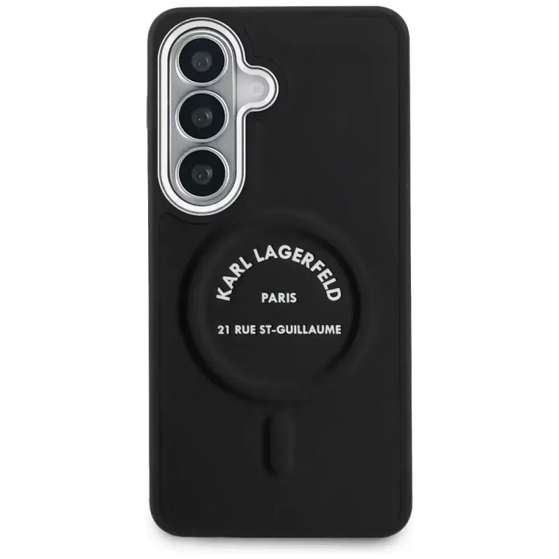 KARL LAGERFELD Embossed Ring Stand MagSafe-hoes voor Samsung Galaxy S26, zwart