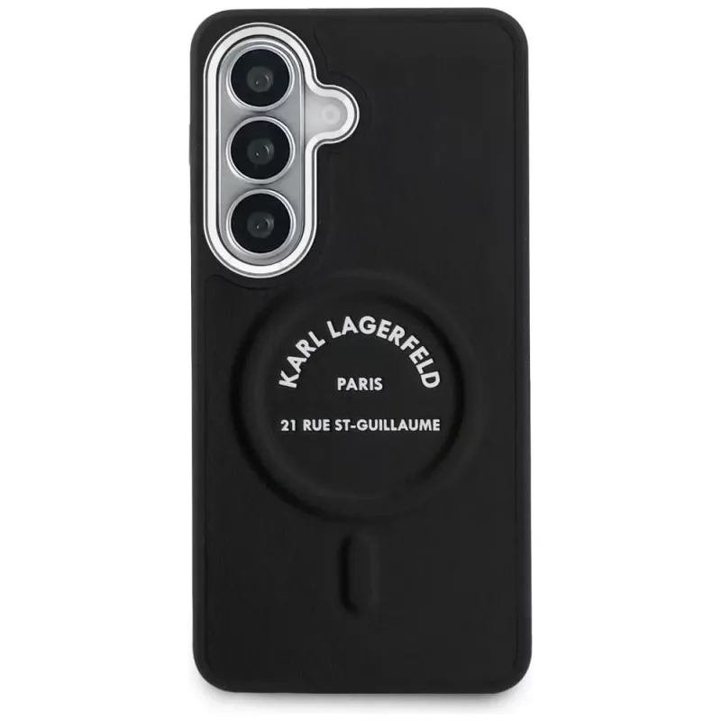 Karl Lagerfeld Embossed Ring RSG Logo MagSafe-hoes voor Samsung Galaxy S26+ zwart