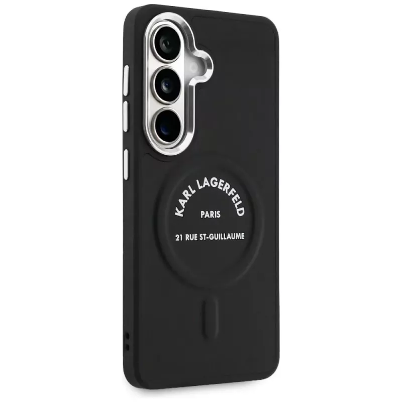 Karl Lagerfeld Embossed Ring RSG Logo MagSafe-hoes voor Samsung Galaxy S26+ zwart