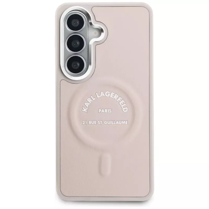 Karl Lagerfeld Embossed Ring RSGLogo MagSafe-hoes voor Samsung Galaxy S26, roze