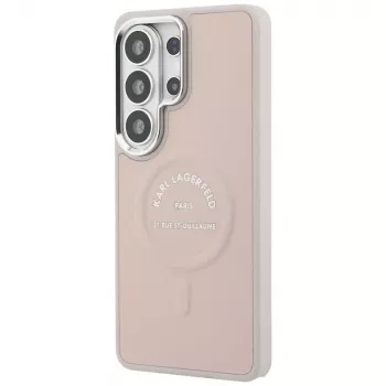 Karl Lagerfeld Embossed Ring RSG Logo MagSafe-hoes voor Samsung Galaxy S26 Ultra - roze