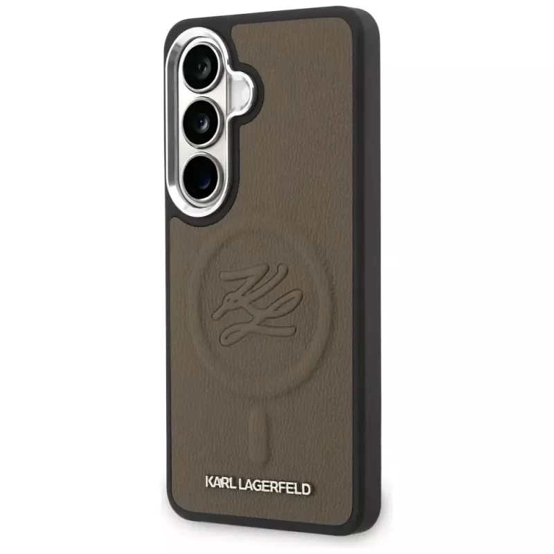 Karl Lagerfeld Embossed Ring Initials MagSafe-hoes voor Samsung Galaxy S26, bruin