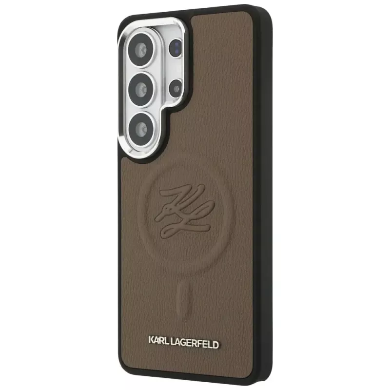 KARL LAGERFELD Embossed Ring Initials MagSafe-hoes voor Samsung Galaxy S26 Ultra, bruin