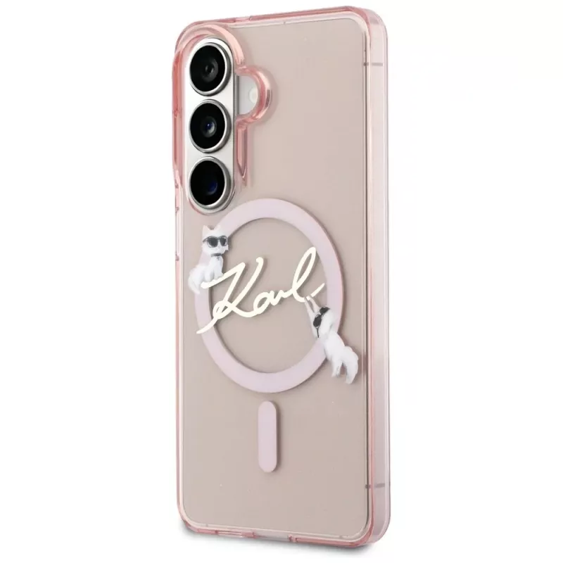 Karl Lagerfeld IML KC Script MagSafe-hoes voor Samsung Galaxy S26, roze