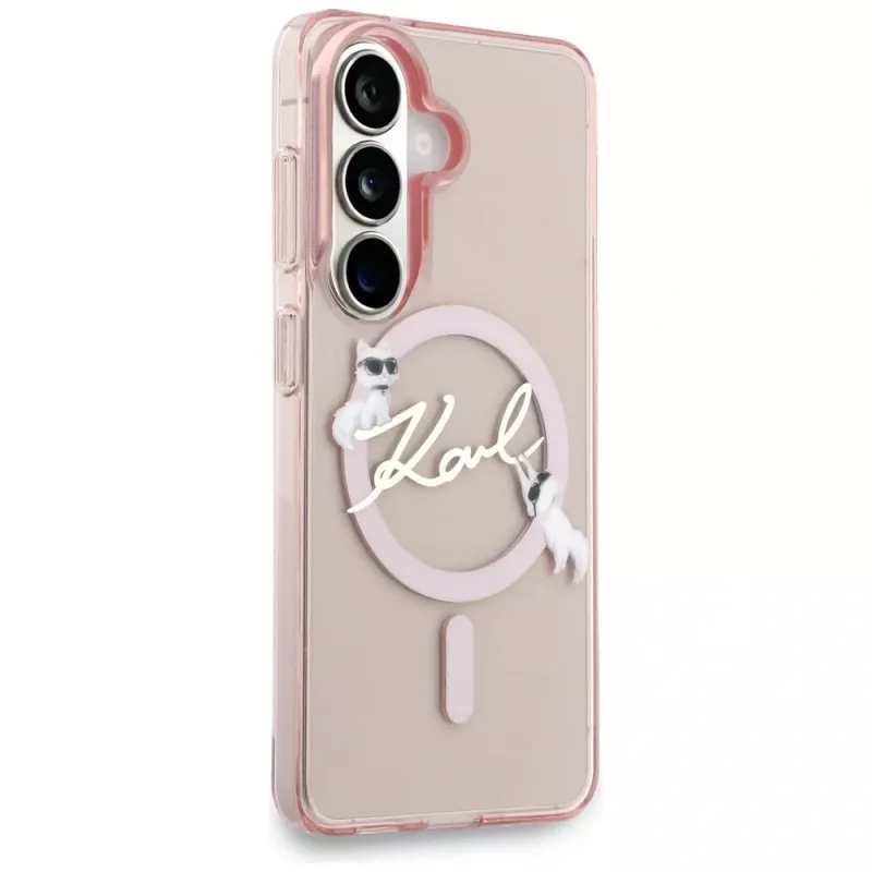 Karl Lagerfeld IML KC Script MagSafe-hoes voor Samsung Galaxy S26, roze