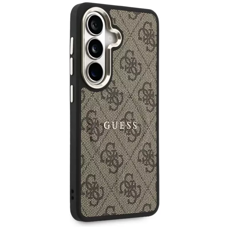 Guess 4G Embossed Ring MagSafe Case voor Samsung Galaxy S26 (bruin)