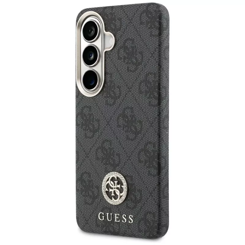 Guess 4G Rhinestone Round Logo MagSafe Case voor Samsung Galaxy S26 (zwart)