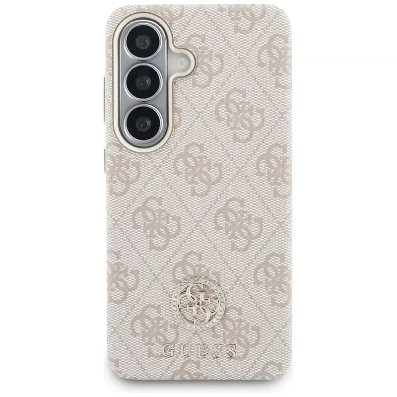 Guess 4G Rhinestone Round Logo MagSafe Case voor Samsung Galaxy S26 (roze)