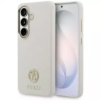 Guess Rhinestone Round Logo MagSafe Case voor Samsung Galaxy S26 beige