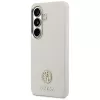Guess Rhinestone Round Logo MagSafe Case voor Samsung Galaxy S26 beige