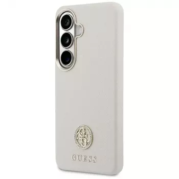 Guess Rhinestone Round Logo MagSafe Case voor Samsung Galaxy S26 beige