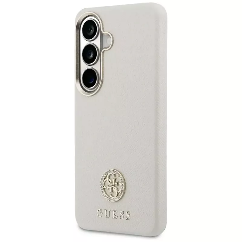 Guess Rhinestone Round Logo MagSafe Case voor Samsung Galaxy S26 beige