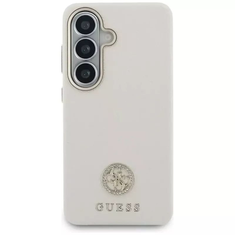 Guess Rhinestone Round Logo MagSafe Case voor Samsung Galaxy S26 beige