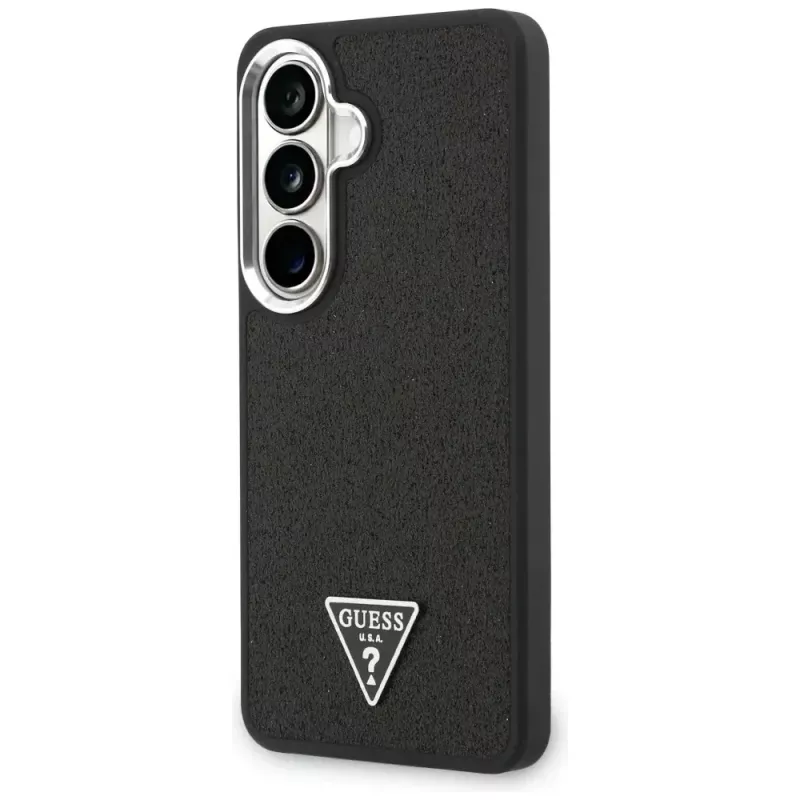 Guess Fixed Glitter Triangle MagSafe Case voor Samsung Galaxy S26, zwart