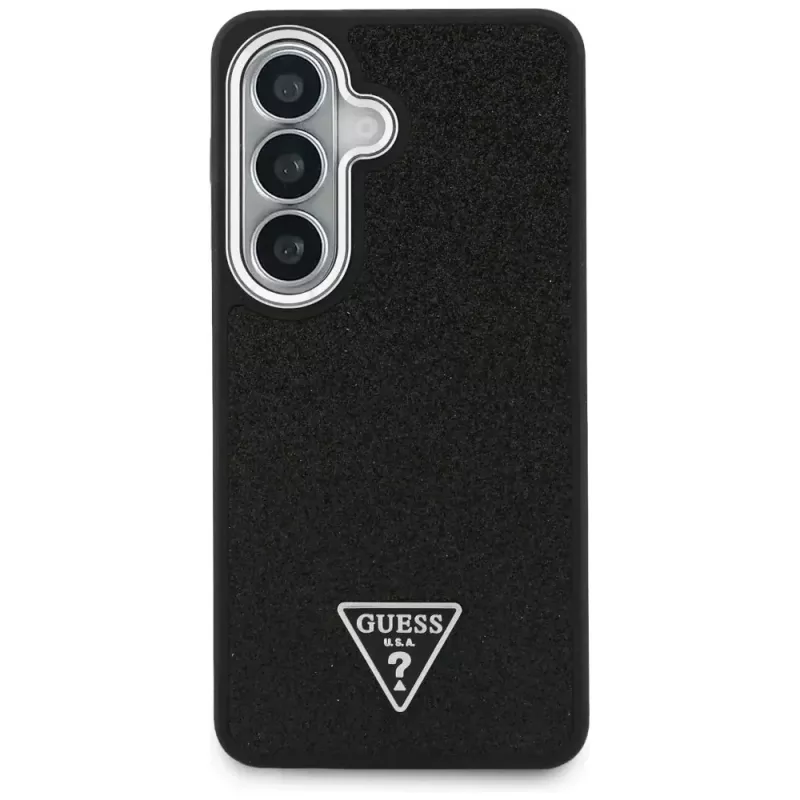 Guess Fixed Glitter Triangle MagSafe Case voor Samsung Galaxy S26, zwart