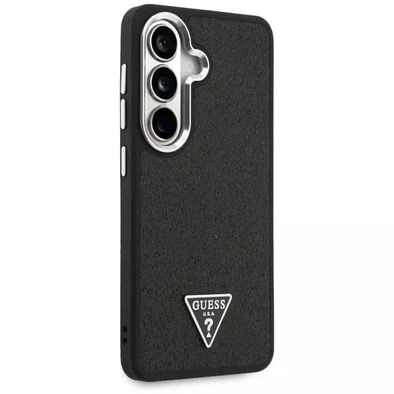Guess Fixed Glitter Triangle MagSafe Case voor Samsung Galaxy S26+ zwart