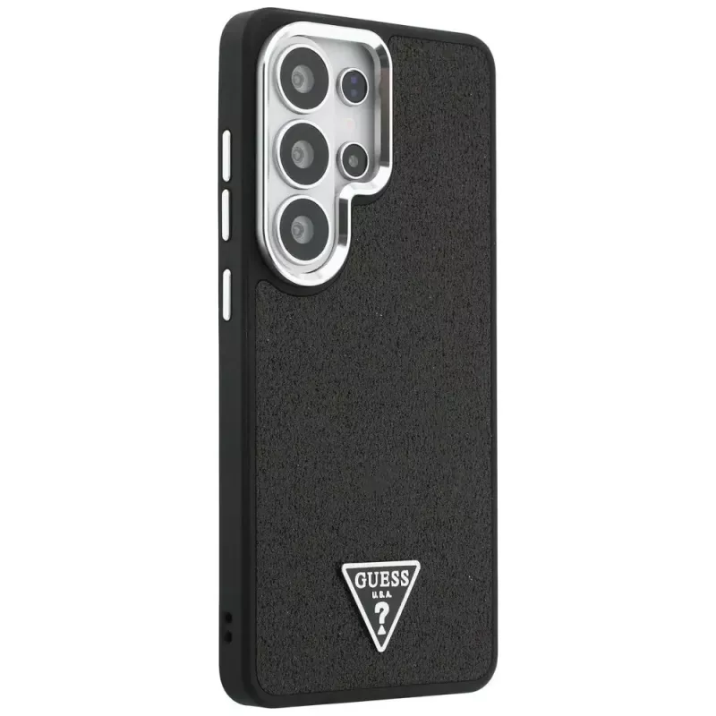 Guess Fixed Glitter Triangle MagSafe Case voor Samsung Galaxy S26 Ultra, zwart