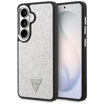Guess Fixed Glitter Triangle MagSafe Case voor Samsung Galaxy S26 - zilver