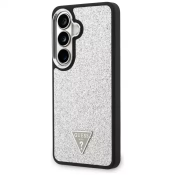 Guess Fixed Glitter Triangle MagSafe Case voor Samsung Galaxy S26 - zilver