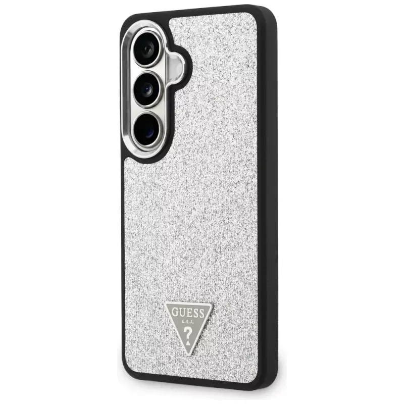 Guess Fixed Glitter Triangle MagSafe Case voor Samsung Galaxy S26 - zilver