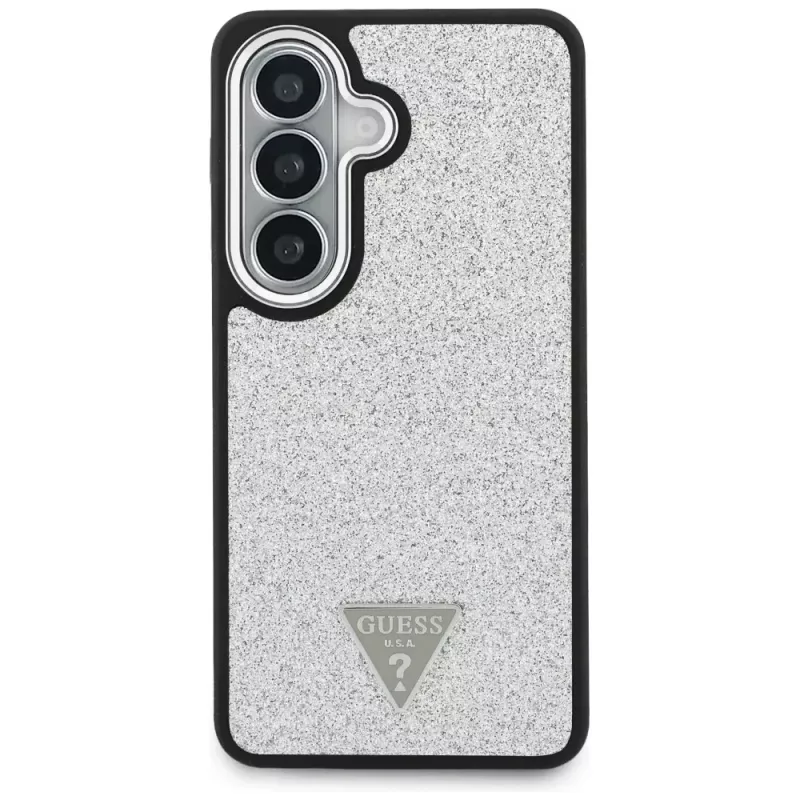 Guess Fixed Glitter Triangle MagSafe Case voor Samsung Galaxy S26 - zilver