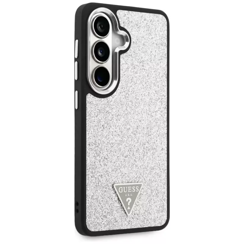 Guess Fixed Glitter Triangle MagSafe Case voor Samsung Galaxy S26 - zilver