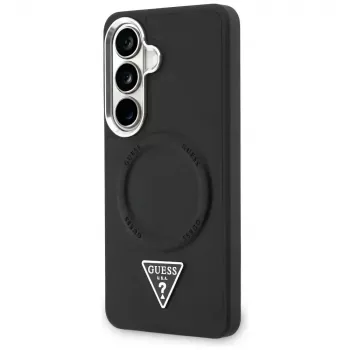 Guess Embossed Ring Triangle Logo MagSafe Case voor Samsung Galaxy S26 zwart