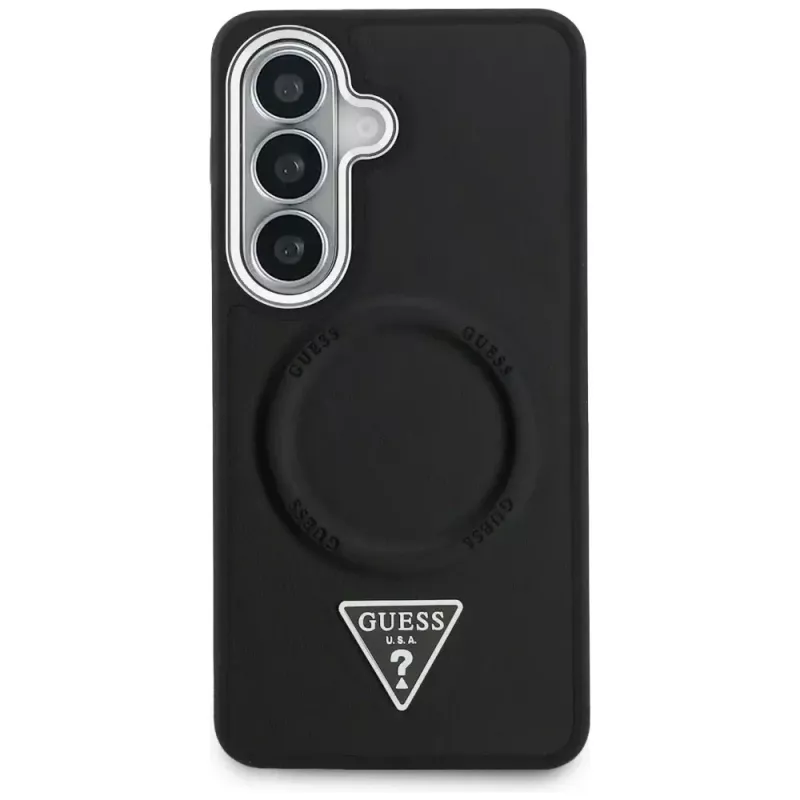 Guess Embossed Ring Triangle Logo MagSafe Case voor Samsung Galaxy S26 zwart