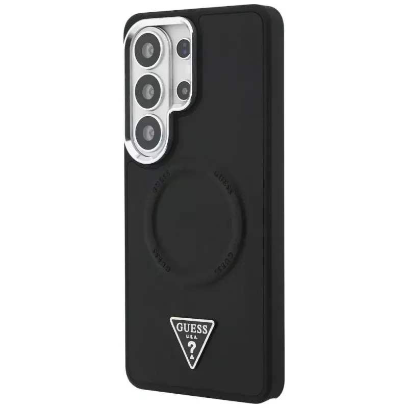 Guess Embossed Ring Triangle Logo MagSafe Case voor Samsung Galaxy S26 Ultra zwart