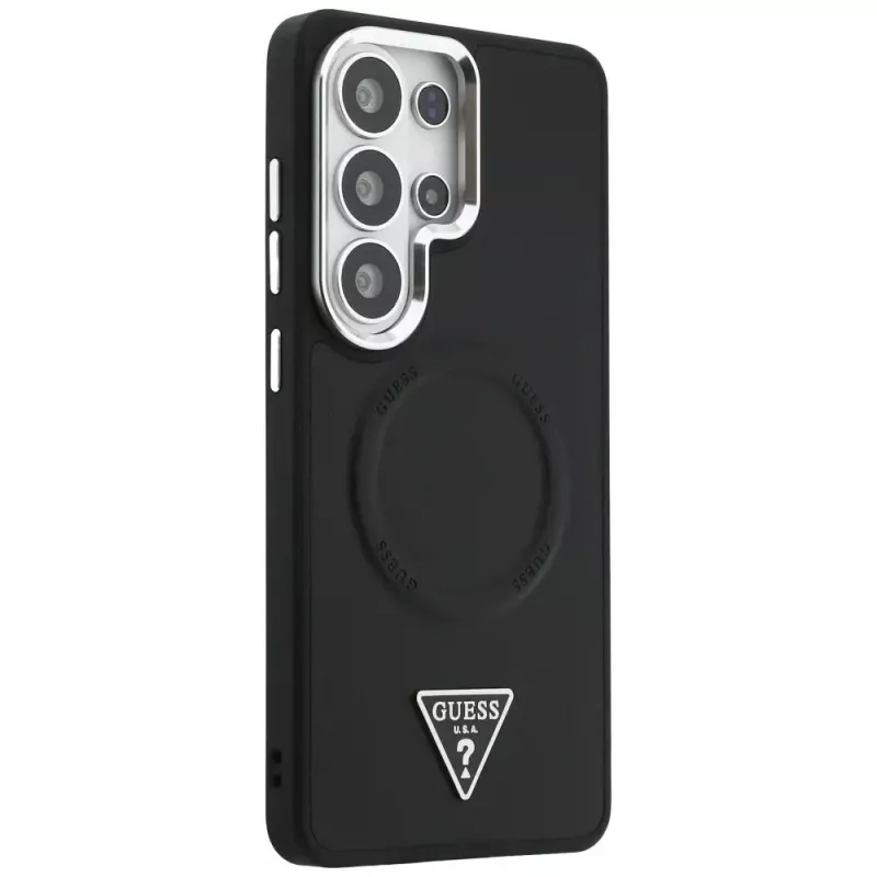 Guess Embossed Ring Triangle Logo MagSafe Case voor Samsung Galaxy S26 Ultra zwart