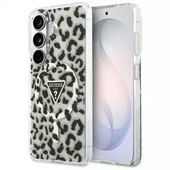 Guess IML Leopard Print Triangle MagSafe Case voor Samsung Galaxy S26, zwart