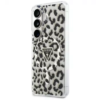 Guess IML Leopard Print Triangle MagSafe Case voor Samsung Galaxy S26, zwart