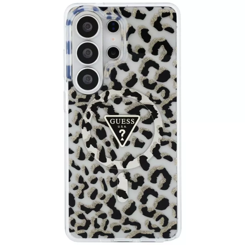 Guess IML Leopard Print Triangle MagSafe Case voor Samsung Galaxy S26 Ultra (zwart)