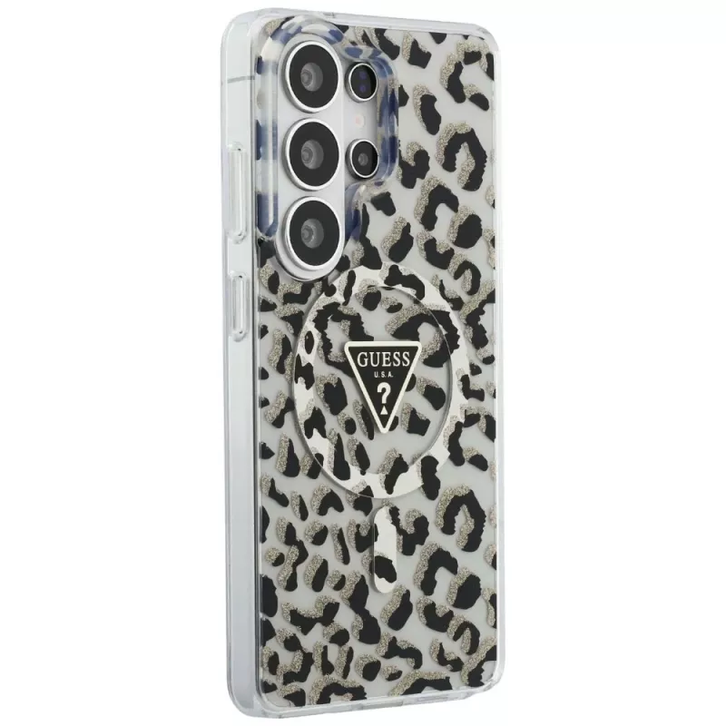 Guess IML Leopard Print Triangle MagSafe Case voor Samsung Galaxy S26 Ultra (zwart)