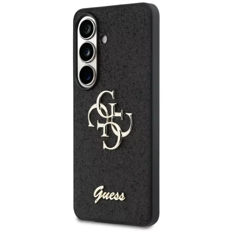 Guess Fixed Glitter Big 4G Metal Logo Case voor Samsung Galaxy S26 (zwart)