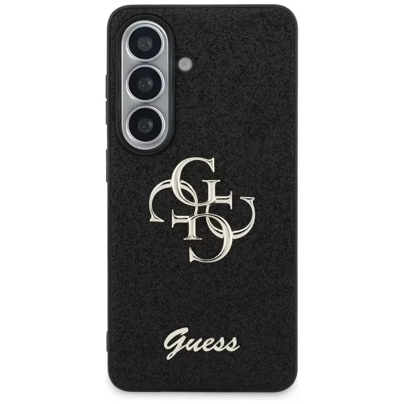Guess Fixed Glitter Big 4G Metal Logo Case voor Samsung Galaxy S26 (zwart)