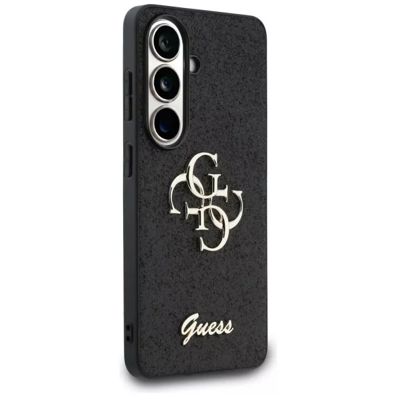 Guess Fixed Glitter Big 4G Metal Logo Case voor Samsung Galaxy S26 (zwart)